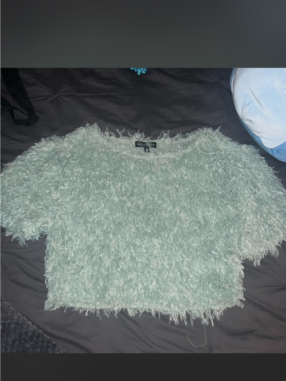 Rehab Mint Green Fuzzy Textured Top